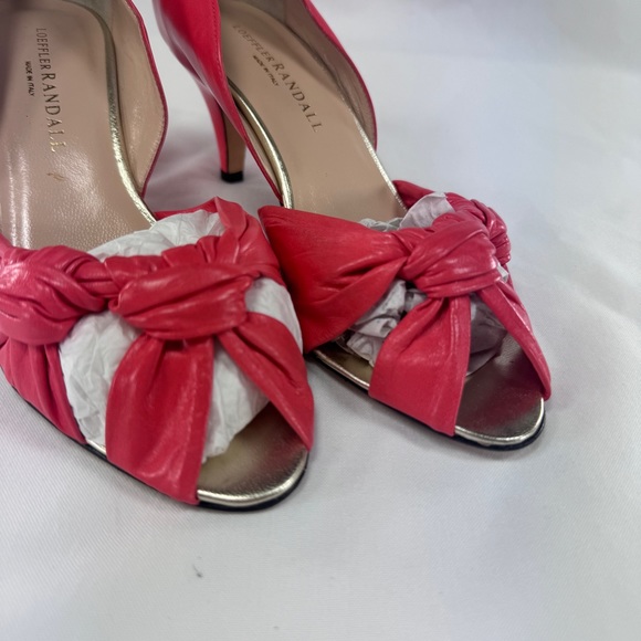 Loeffler Randall Knot Kid Nappa Leather D'Orsay Pumps Peep Toe Lipstick Pink 7 - Picture 14 of 14